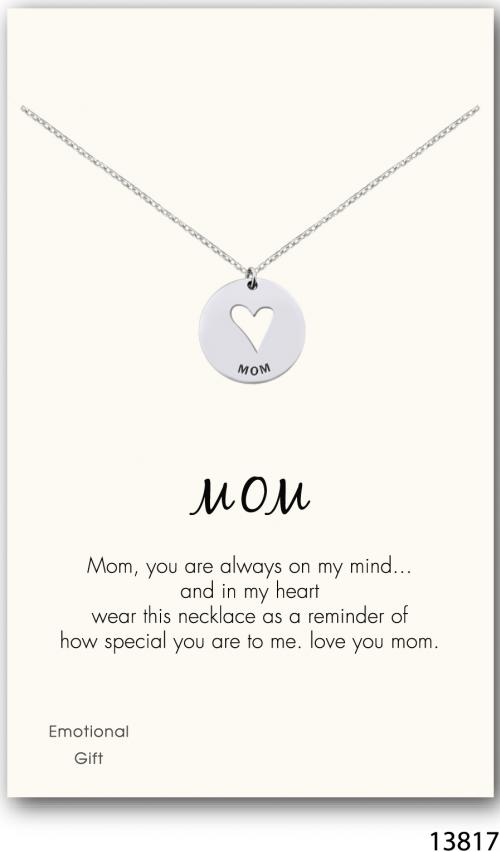 Love you mom silver pendant